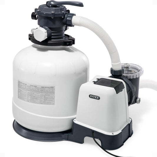 INTEX 3,000 GPH Krystal Clear Sand Filter Pump for Above Ground Pools, Swimming Pool Pump with Automatic Timer - Improved Circulation, Filtration, & Clarity