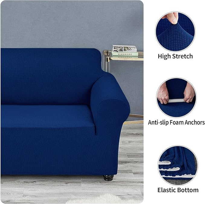 Joccun Classic Blue Waterproof Polyester Spandex Sofa Cover with Elastic Bottom