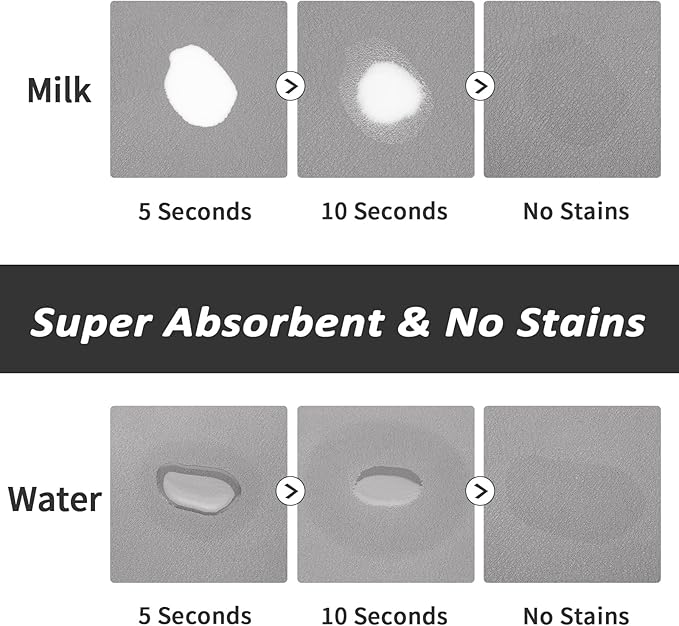 Dog Food Mat - Absorbent Cat Mat for Food and Water, No Stains Pet Feeding Bowl Mat, Easy to Clean Pet Placemats, Quick Dry Dog Water Dispenser Mat for Messy Drinkers | Grey 18"x 28"