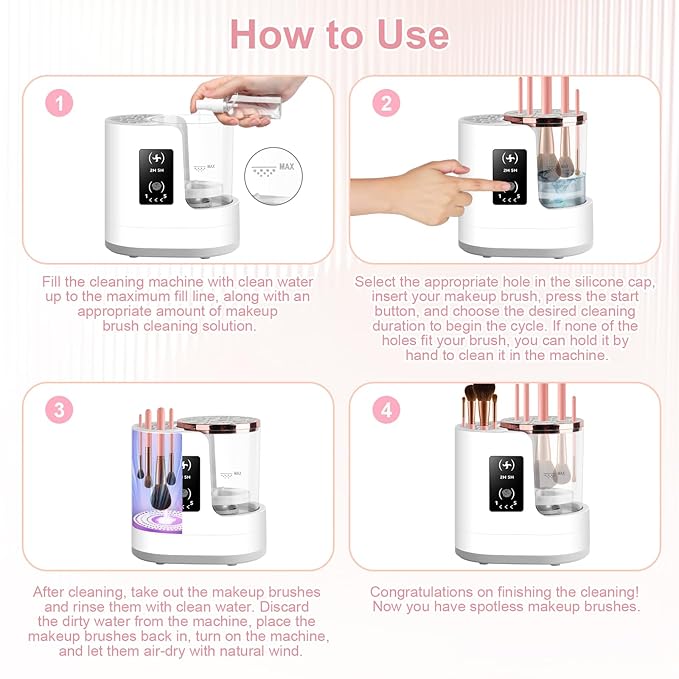 3 IN 1 Electric Makeup Brush Cleaner & Dryer Machine with Automatic Cleaning and Drying Functions, Portable USB Design with Smart Touch Controls for All Brush Sizes, Perfect Gift for Makeup Lovers