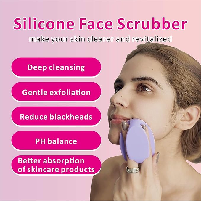 Silicone Face Scrubber with Body Scrubber for Shower Gentle Exfoliating,Soft Bristles Bath Washing Brush for Women Men-3pcs Deep Pore Cleansing Brushes Skin Care Tool for All Skin Types