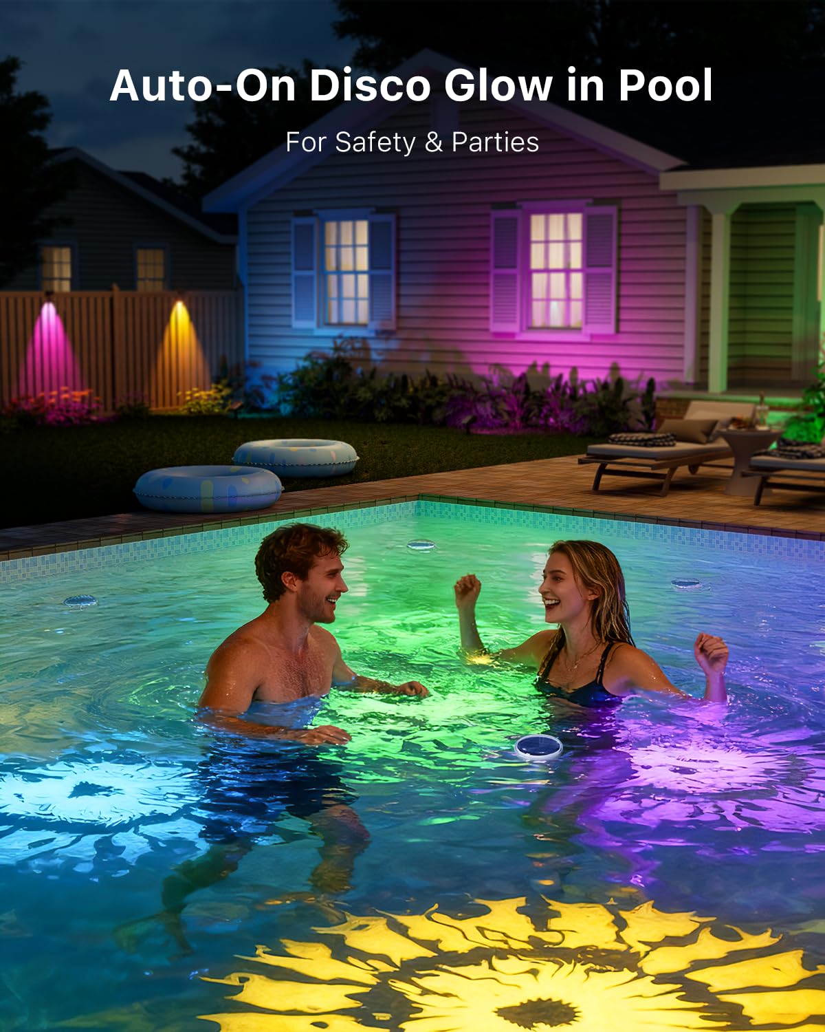 Solar Floating Multicolor Pool Lights with Remote Timer Waterproof Lamp 9 Fixed Adjustable Color for Family Night Swimming Security Lighting, Use to Yard, Garden, Outdoor Inground Pool, Ponds, Hot Tub