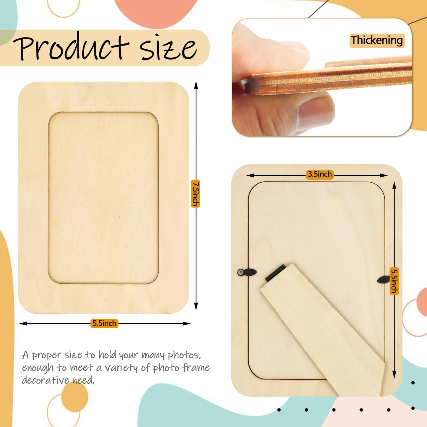 RYKOMO 30 Pack Wooden Picture Frames for Crafts, Wooden Frames for 4 x 6 Photos, Unfinished Wood Frame for DIY Art Projects, Father's Day, Mothers Day Gift Party Decorate