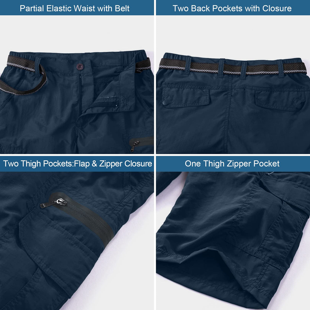 Jessie Kidden Mens Outdoor Casual Expandable Waist Lightweight Water Resistant Quick Dry Fishing Hiking Shorts (6222 Navy, 36)