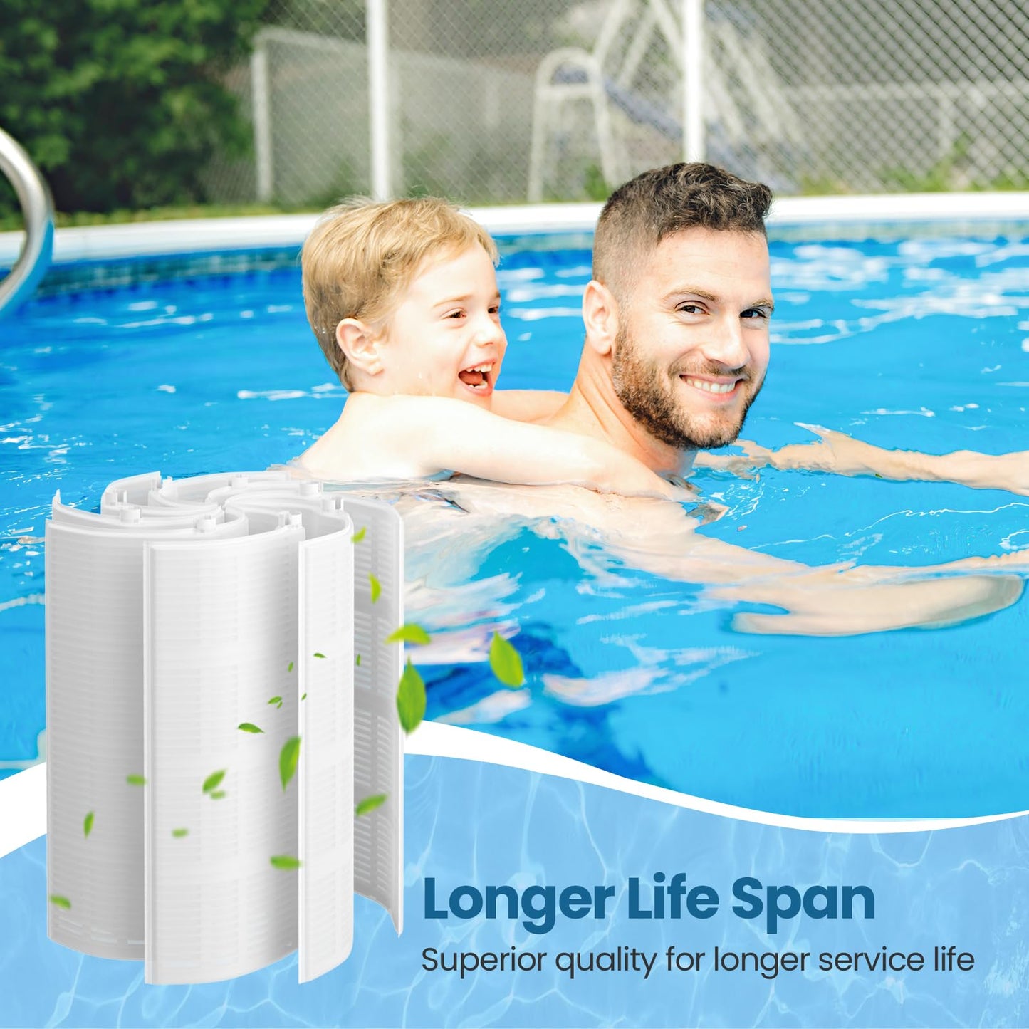 CPLIKE 48 Sq.Ft FS-2004 DE Grid Pool Replacement Filt-er Set Compatible with Unicel FS-2004, for Hayward Pro-Grid DE4820, for MicroClear DE4800, 7 Full + 1 Partial for 48 Sq.Ft (24 inch Height)