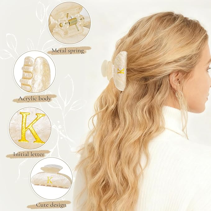 Hair Clips for Women | Monogram Hair Claw Hair Accessory | Personalized Gifts for Women Teen Girl Trendy Stuff | Gifts for Mom Bridesmaid Bride Wife Friend Sister Teacher Her - Gold,B