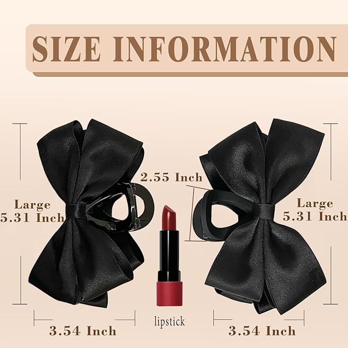 Premium Hair Clips for Women: Bow-knot Claw Clips for Thick and Thin Hair, Big Non-slip Bow Clips in Black