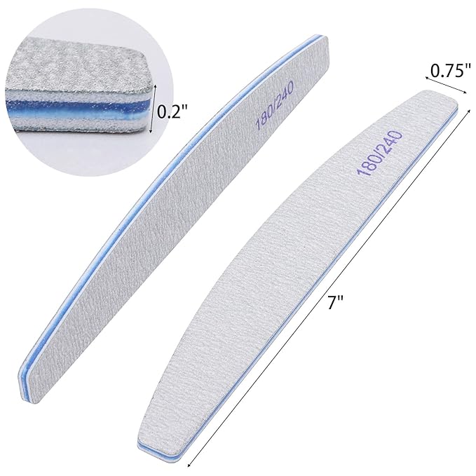 75 Pieces 180/240 Grit Nail File for Natural Nails, Double Sided Emery Boards Fingernail Files