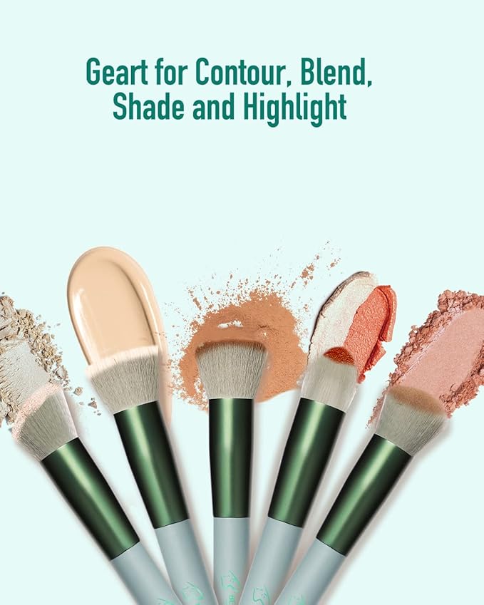 BESTOPE PRO 16 Pcs Makeup Brush Set Makeup Brushes for Eyes and Face, Blending Brush for Foundation, Premium Synthetic Powder Concealers Makeup Brushes, Eye Shadows Brushes, Eyeliner Brushes Green