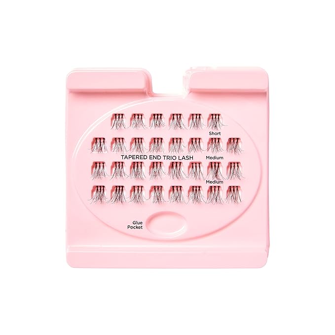 KISS Looks So Natural Trio Lash Medium Combo Pack, False Eyelashes with Tapered End Technology, 3D Lengths & Angles, Easy Grip Tray with Built-In Glue Pocket, 30 Trio Lashes in Short & Medium Lengths