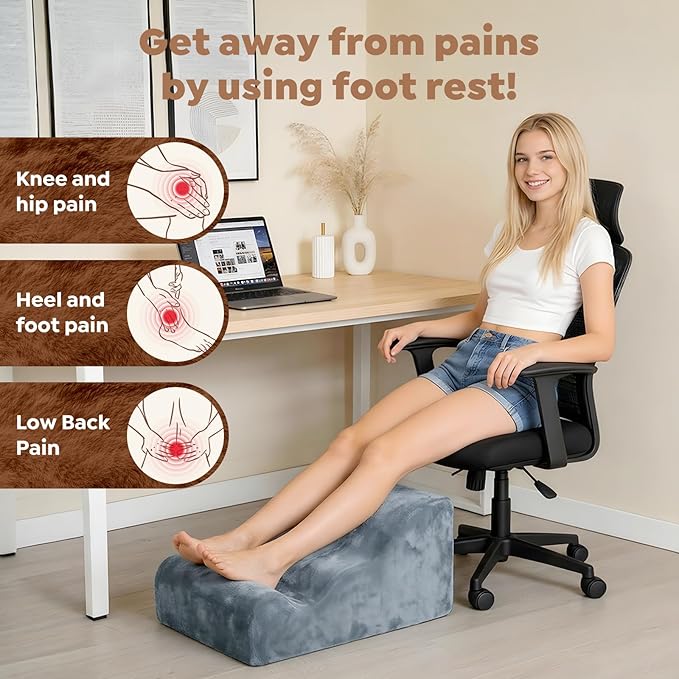 Foot Rest Under Desk Versatile Footrest with Heel Support,Ergonomic 3-Tier Foot Stool for Office, Under Desk, Chair Gaming Chair & Sofa, Leg Elevation Pillow,Supports Posture