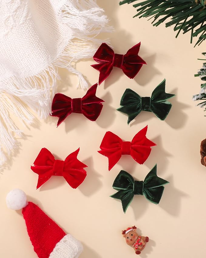 doboi 30PCS Christmas Hair Bows Velvet Baby hair clips 2" mini bows for hair Fully Lined Hair Barrettes Alligators for Infants Toddlers