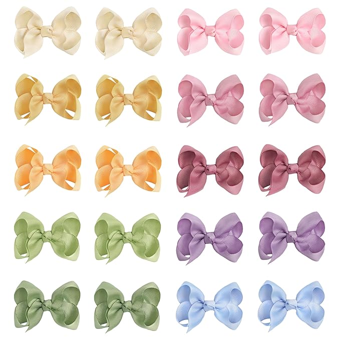 JOYOYO 20Pcs 3Inch Hair Bows for Girls Grosgrain Ribbon Bow Toddler Hair Accessories with Alligator Clips