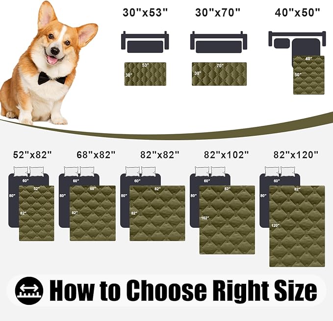 Smiry Waterproof Dog Bed Cover Blanket, Soft Reversible Pet Blanket, Washable Leakproof Cats Dogs Couch Cover for Sofa, Couch, Furniture (30x70 Inch, Green/Navy)