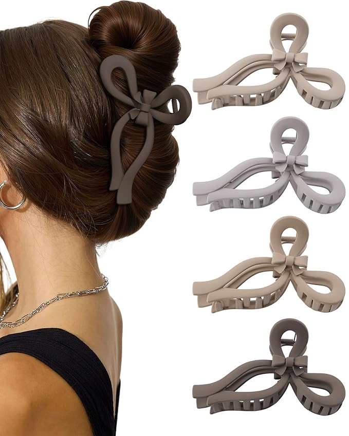 4 PCS Bow Hair Clips for Women Bow Claw Clip 5" Extra Large Hair Claw Clips for Thick and Long Hair Cute Bows Big Clip