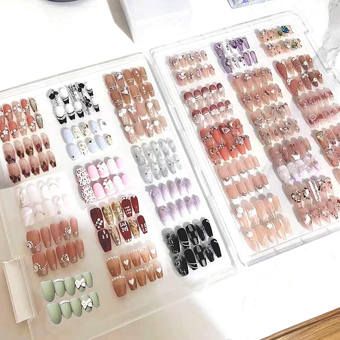 Large Compact Transparent Press-On Nail Storage Box (12 * 9 * 0.8 inch) - 600 Pieces Capacity - Press-On Nail Organizer & Display Storage Box