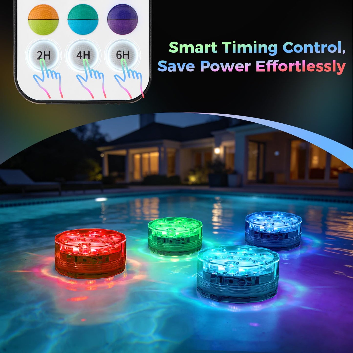 BITIWEND 2026 Upgraded Submersible LED Pool Lights with Remote, 10 LEDs IP68 Waterproof Floating Lights Battery Powered Lights for Hot Tub, Spa, Vase, Pond, Decoration, Party (4 Pack)
