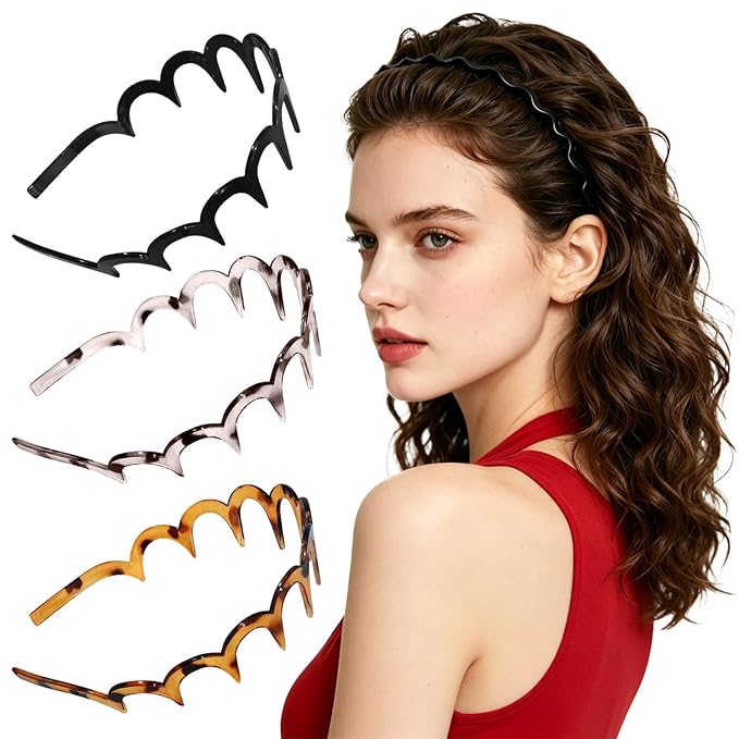Metal Hair Bands Spring Wavy Hair Hoop Hairband (3pcs)……