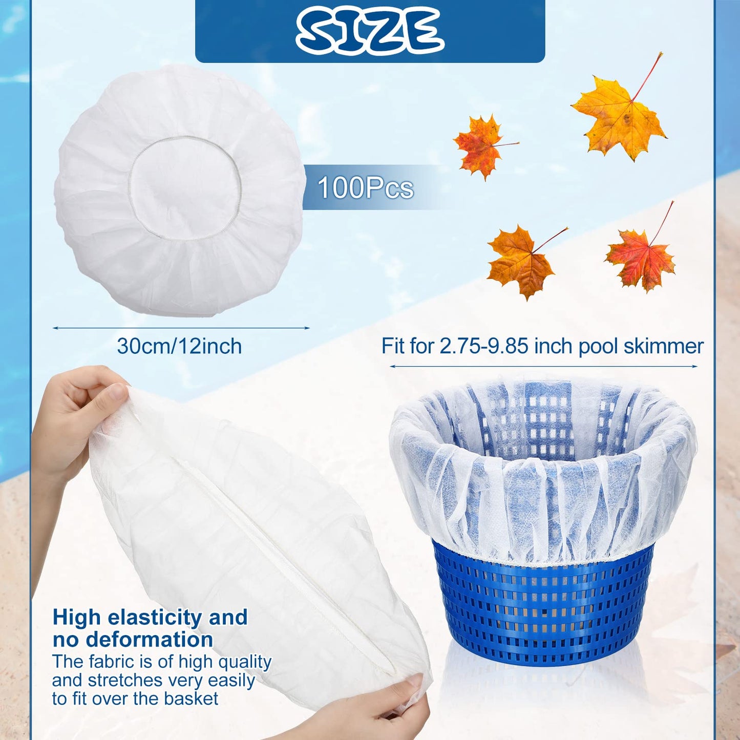 Janmercy 200 Pcs Pool Skimmer Socks Fine Mesh Basket Strainer Screen Liners Savers Clean Debris and Leaves for Inground and Above Ground Pool Filters Baskets Skimmers(White)