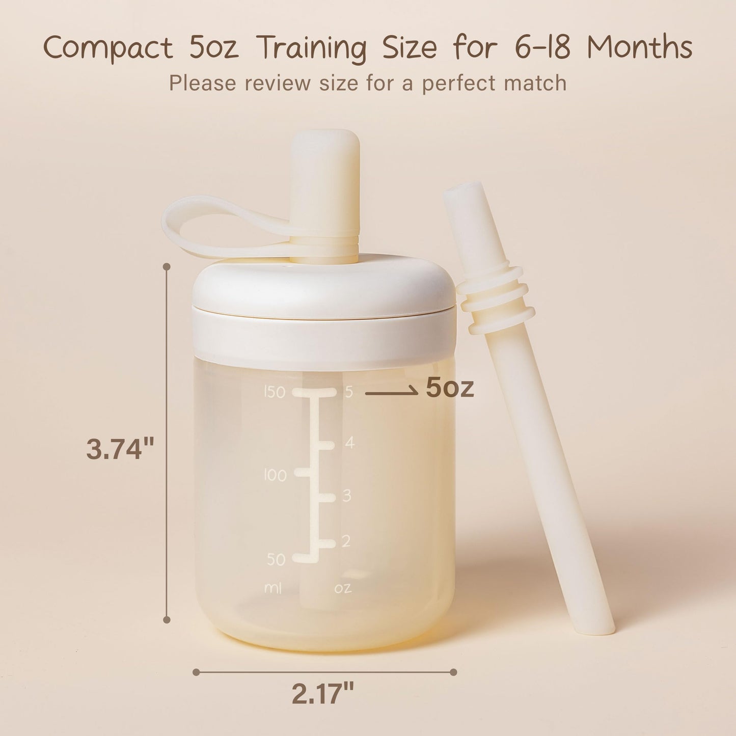 Moonkie Baby Straw cup | Silicone Toddler Sippy Cup Training Cup with Straw Lid | BPA-Free Drop-Proof Cup | Baby Led Weaning | 6 Months+, 5 oz, 2pack