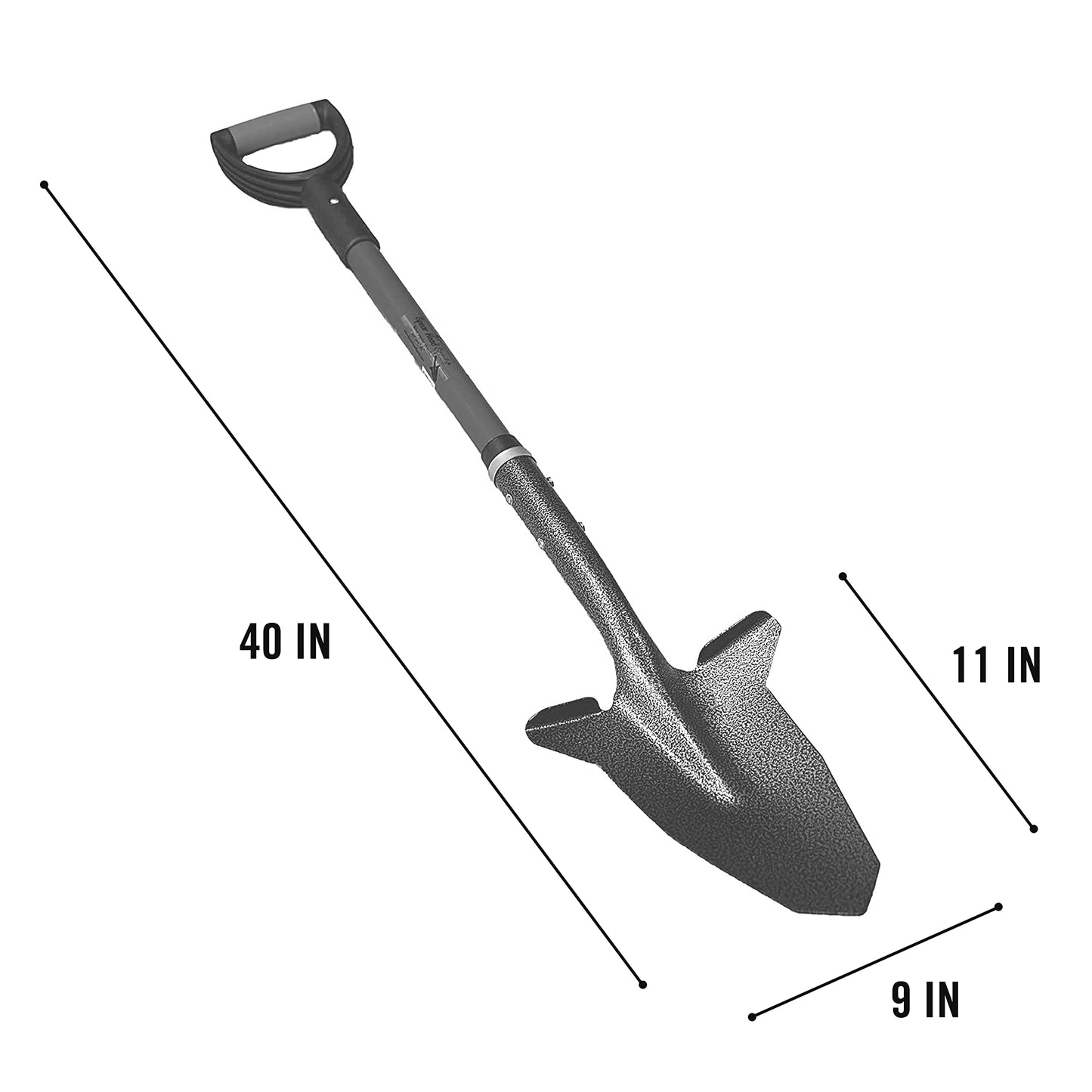 Spear Head Spade SHFD3 40" Yellow Garden Spade Shovel - Gardening Shovel with a 9" x 11" Beveled Blade, Steel-Reinforced Fiberglass Long Handle & Cushioned D-Grip - Digging Spade for Planting