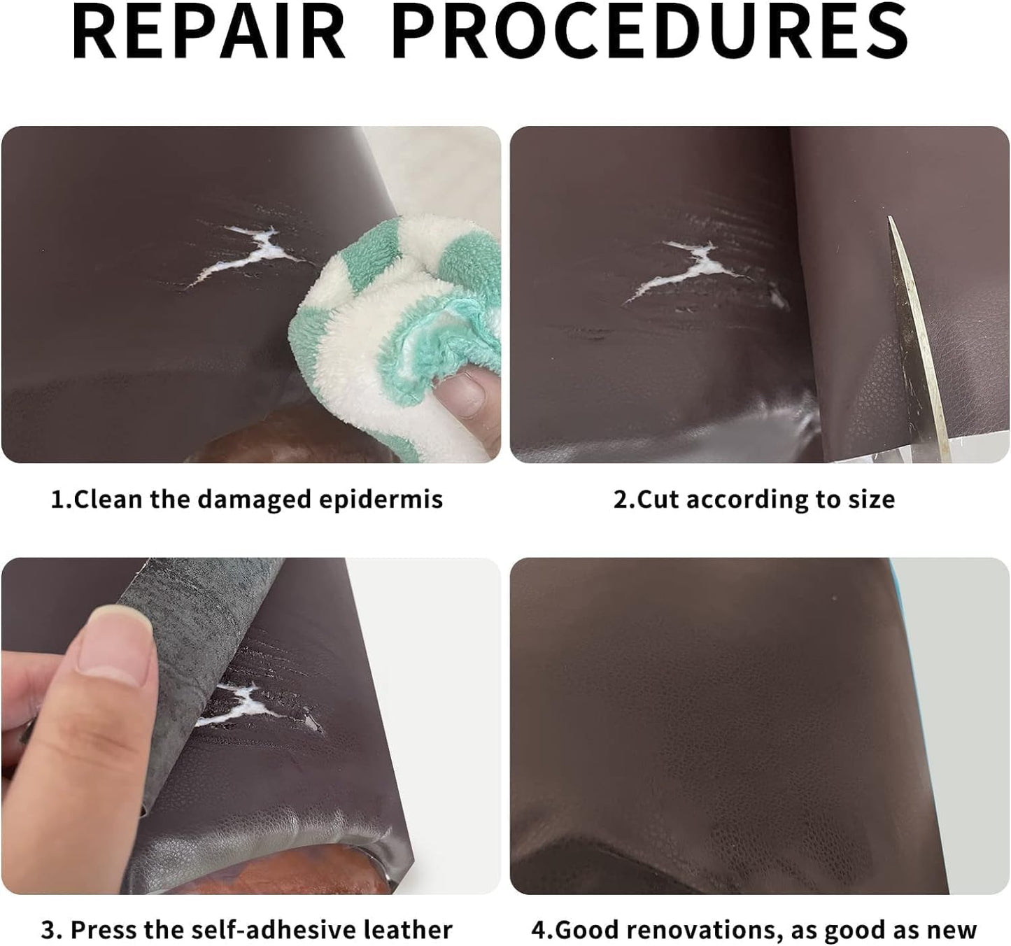 MemoireForm Leather Repair Patch, 24 x 54 Inch, Self Adhesive Leather Repair Tape, Large Vinyl Patch Kit, Vinyl Repair Tape, for Couches, Car Seats, Chairs, Furniture (Dark Brown)