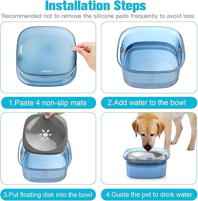 UPSKY 70oz Dog Water Bowl 2L No Spill Dog Bowls Large Capacity Spill Proof Slow Water Feeder, No Splash Dog Bowl Pet Water Dispenser Vehicle Carried Travel Slow Drinking Bowls for Messy Drinkers, Cats