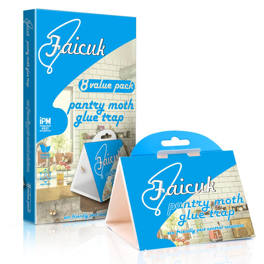 Faicuk Pantry Moth Traps with Pheromone Attractant for Home, Kitchen, and Storeroom Odorless, Insecticide-Free and Non-Toxic (8 Pack)