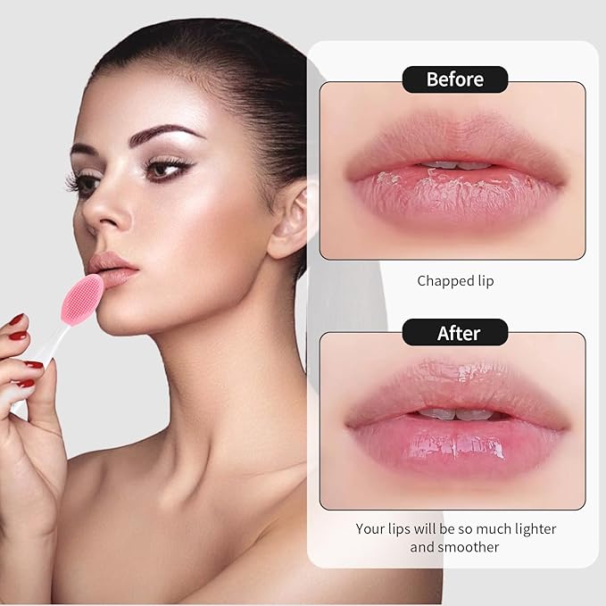 MSQ 5 PCS Lip Scrub Brush, Double-end Silicone Nose Clean Brush Lip Exfoliating Brush for Men Women Double-Sided Soft Lip Brush for Smoth Lip Appearance