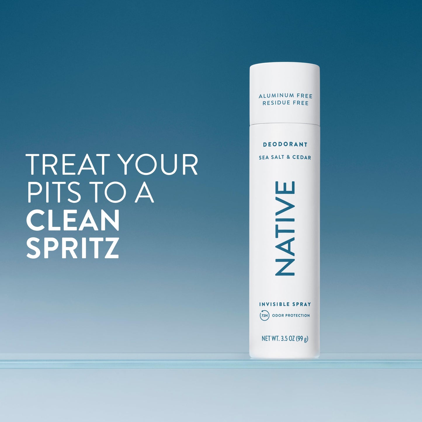 Native Deodorant & Body Spray, Sea Salt & Cedar, 72-Hour Odor Protection for Underarms & Body, Aluminum Free, Dries Instantly, 3.5 oz