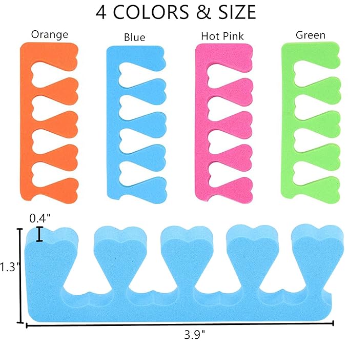 48pcs Sponge Toe Separators Pedicure Set for Nail Polish- Premium Nail Art Painting and Polishing Tool Kit, 4 Funy Color