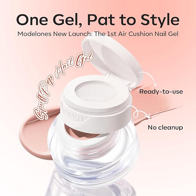 modelones Pat Paint Gel Nail Polish, 1 Jar Soak Off UV Patting Gel Polish Pigmented Colors for Ombre & Gradient & Blush Blooming & French Tip Nail Art, Nude
