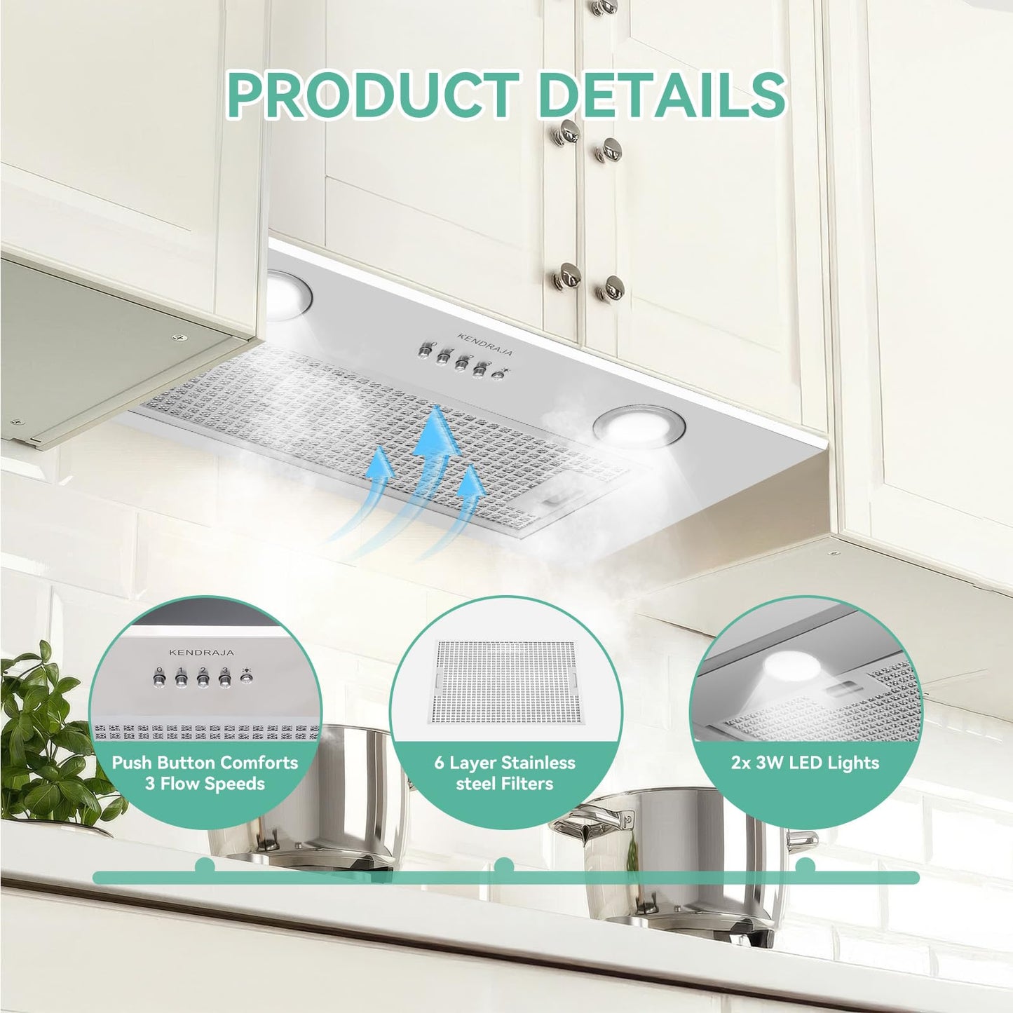 700CFM Range Hood Insert 30 inch, Stainless Steel Built-in Kitchen Vent Hood, Stove Hood with Bright LED Lights & Push Button Control, Grease Filter, Carbon Filter, Ducted/Ductless Convertible