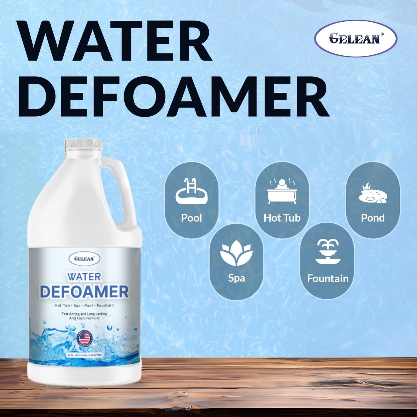 Hot Tub Defoamer - Pool, Fountain, Spa Anti Foam Defoamer -1/2 Gallon (64 oz.)- Eco Friendly & Safe Water Anti Foam - Quickly Removes & Prevents Foam - Silicone Emulsion HotTub Chemicals Made in USA,