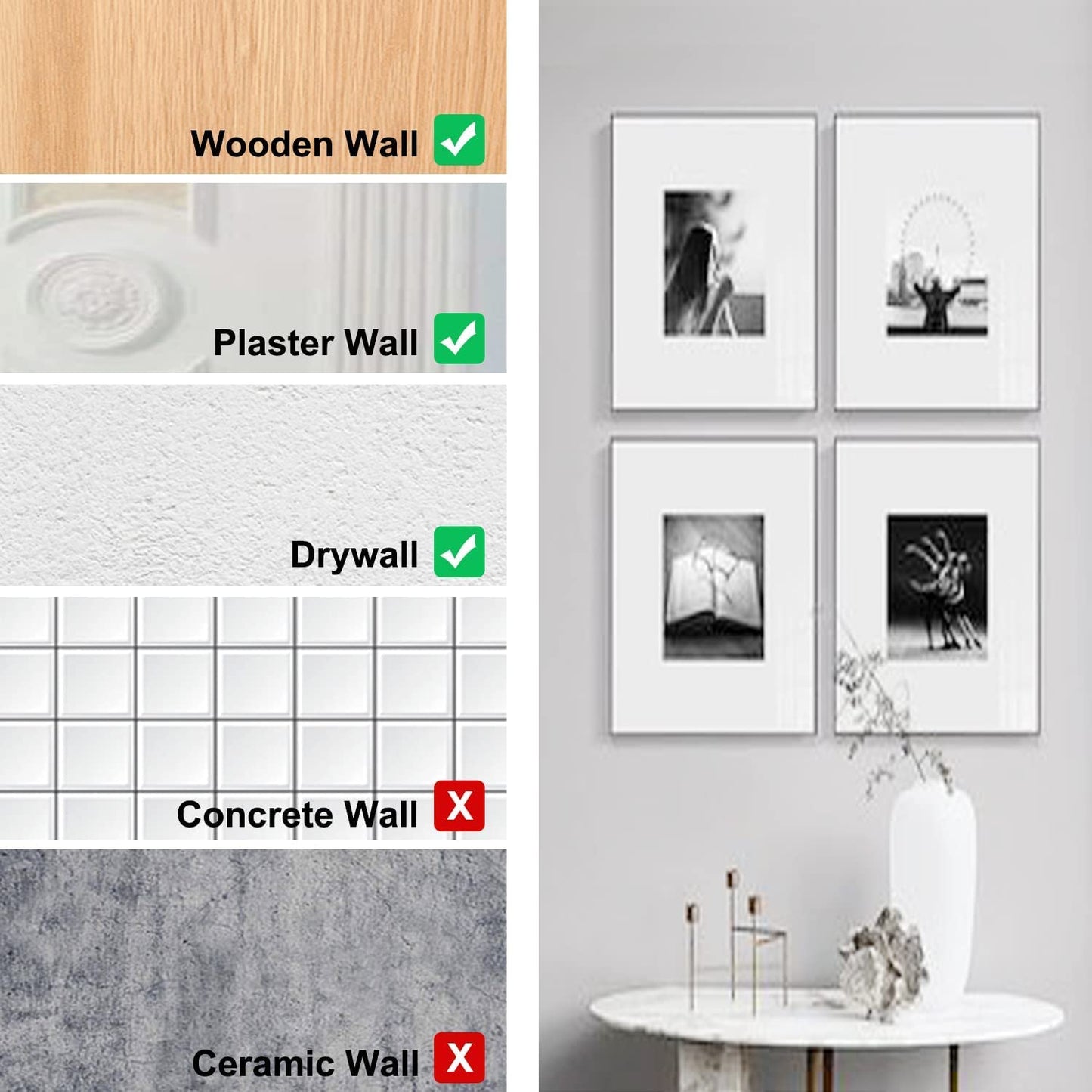 FUZANWJ 50Pcs Double Headed Picture Hanging Nails, Thumb Tacks for Wall Hanging, Picture Hangers, Renter Friendly Decor Picture Hanging Kit for Drywall or Wooden Wall Home Office Photo Decorations