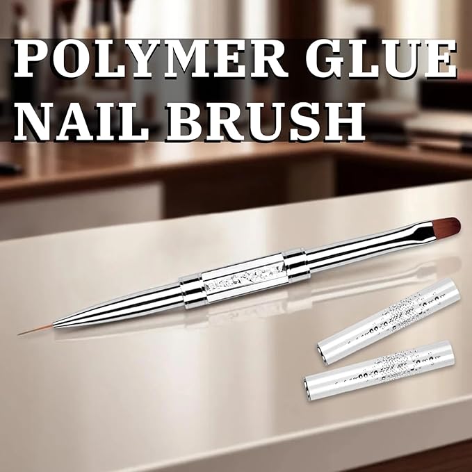 1Pcs Dual Ended Hard Gel Nail Brushes for Builder Gel&Polygel,Salon-Grade Nail Art Design Tools,Nail Brush Professional Nail Art(Rhinestone Handle)