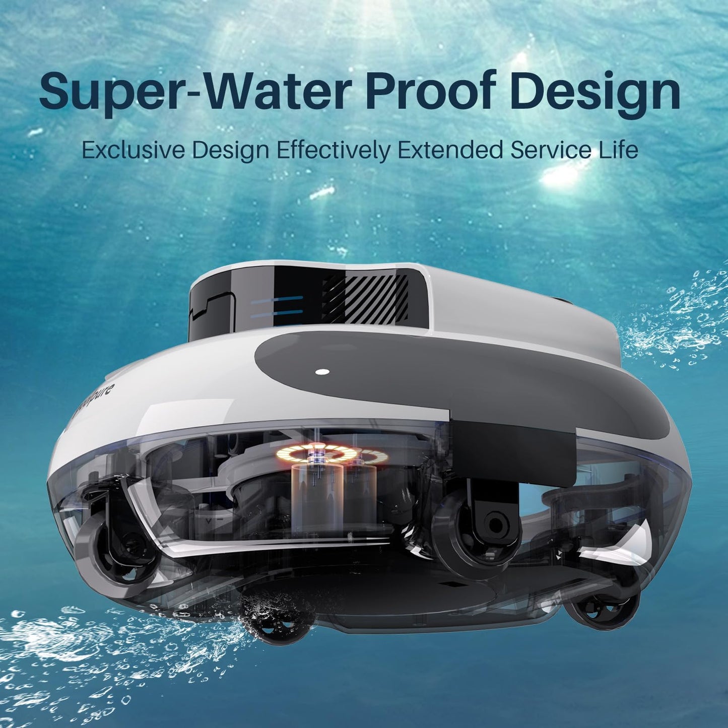 POOLPURE AquaGuard SE II Cordless Pool Vacuum, Dual Motor, 5000mAh Battery, 120 Minutes Runtime, Blue, 1000 Sq Ft Coverage, Automatic