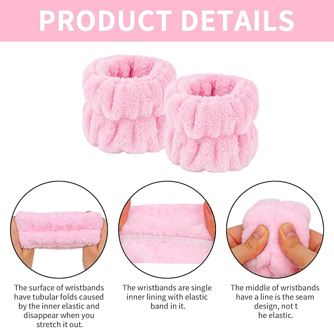 6Pcs Spa Set, Terry Cloth Headbands & Wrist Washbands for Face Washing