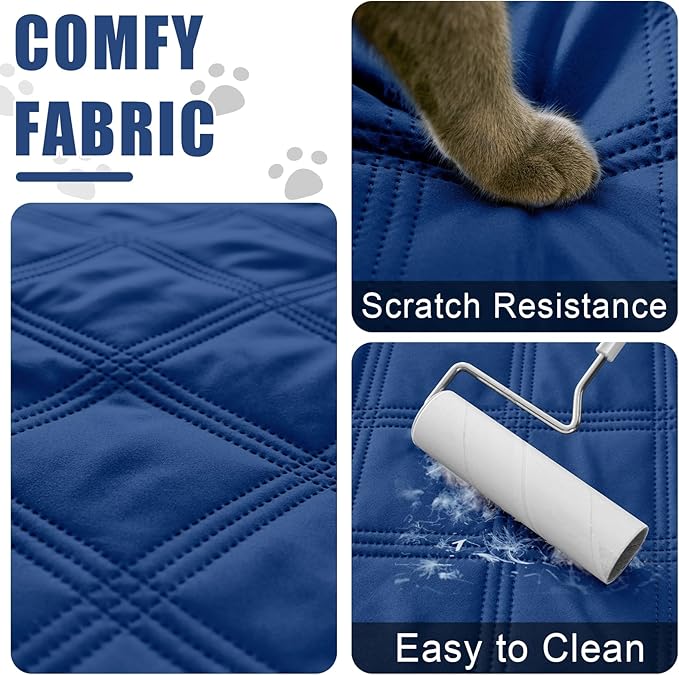 Smiry Waterproof Dog Bed Cover Blanket 82x120, Soft Reversible Pet Blanket, Washable Leakproof Cats Dogs Couch Cover for Sofa, Couch, Furniture, Navy/Blue