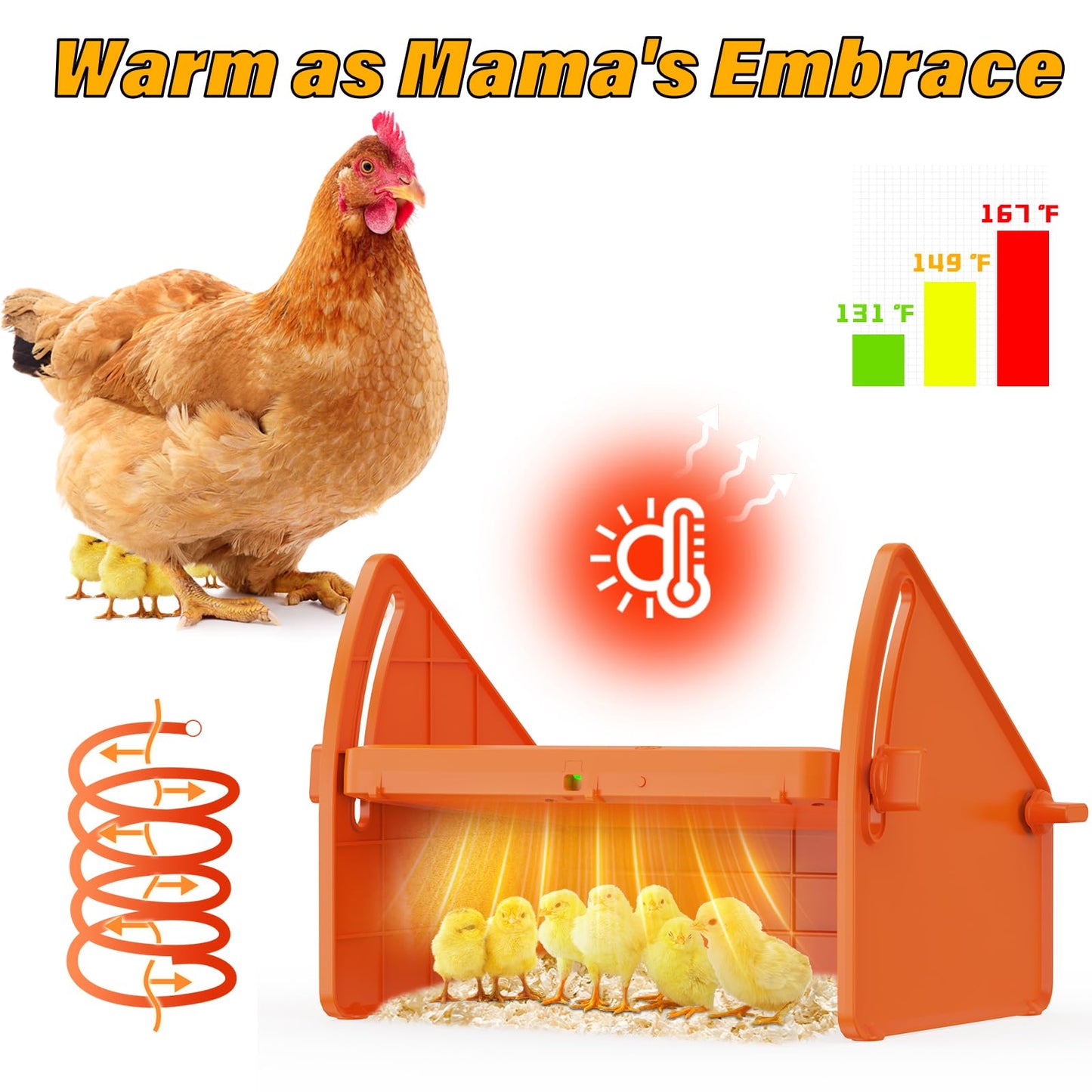 Heating Brooder Plate for Chicks Ducklings, Adjustable 3 Levels Temperature Brooder House for Keeping Poultry Warm(Orange, L)