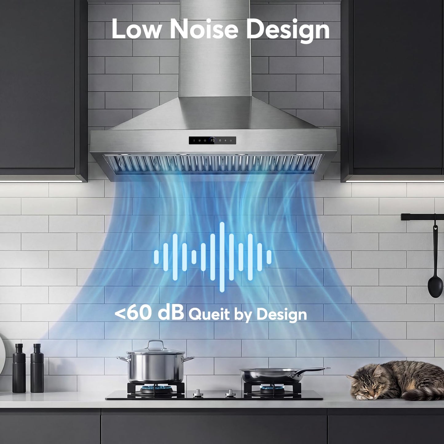 [Upgrade DC Motor] 48 Inch Range Hood Wall Mount, 1500 CFM with 6-Speed Gesture Sensing & Touch Control, Stainless Steel Ducted Kitchen Stove Vent Hoods with 4 Adjustable LED, Auto Delay Shut-Off