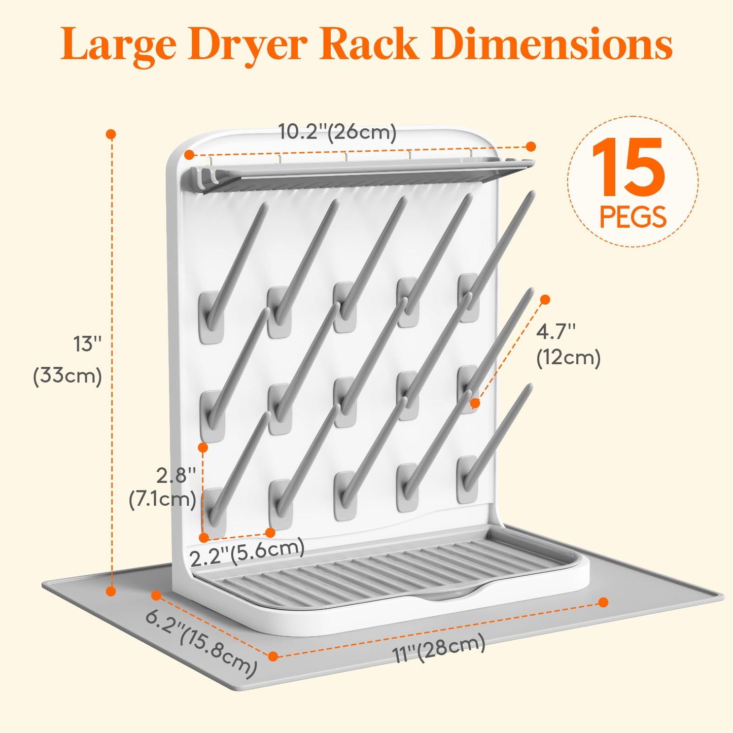 Lifewit Large Baby Bottle Drying Rack with 15 Hooks, Newborn Essentials Must Haves, Countertop Holder Organizer for Baby Stuff, Rack Dryer for Pacifiers, Weighted Straws, Pump Parts