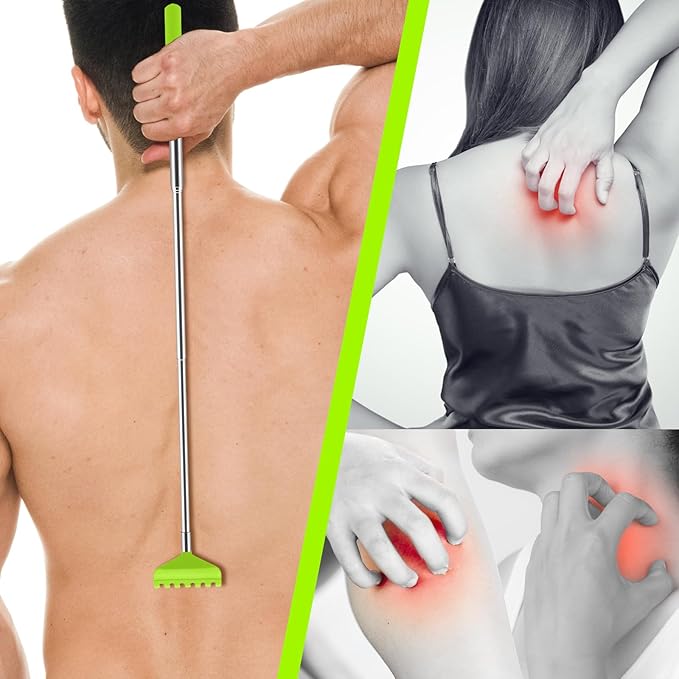 NICEMOVIC 6 Pack Back Scratcher for Women Men, Christmas Stocking Stuffers, Prizes for Adults, White Elephant Gifts for Adults, Extendable Bulk Back Massager Tool for Thanksgiving Birthday (Green)