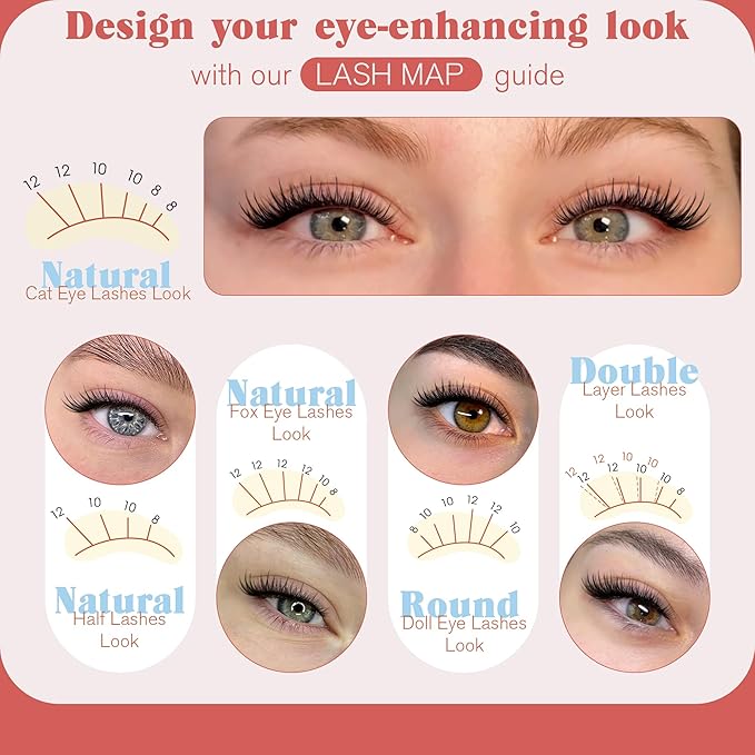 Lash Clusters Natural Look 8-10-12MM Short Cluster Eyelash Extensions for Clean Girl Makeup Wispy Eyelash Clusters C-curly Individual Lashes Thin Lash Band by Newcally