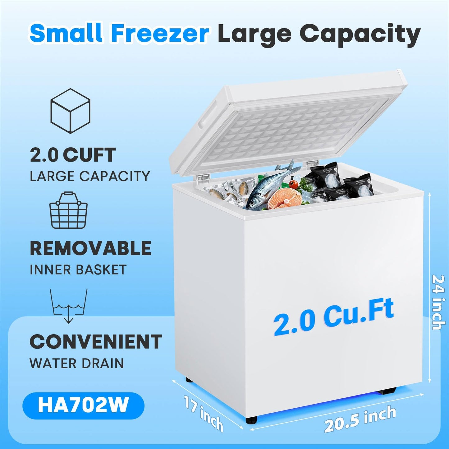 Stopsad 3.0 Cu.Ft Upright Freezer, Small Mini Freezer Hold Up to 85L with Adjustable 7 Thermostat & Removable Shelves, Compact Freezer with Reversible Door, Energy Saving for Home/Apartment/Garage