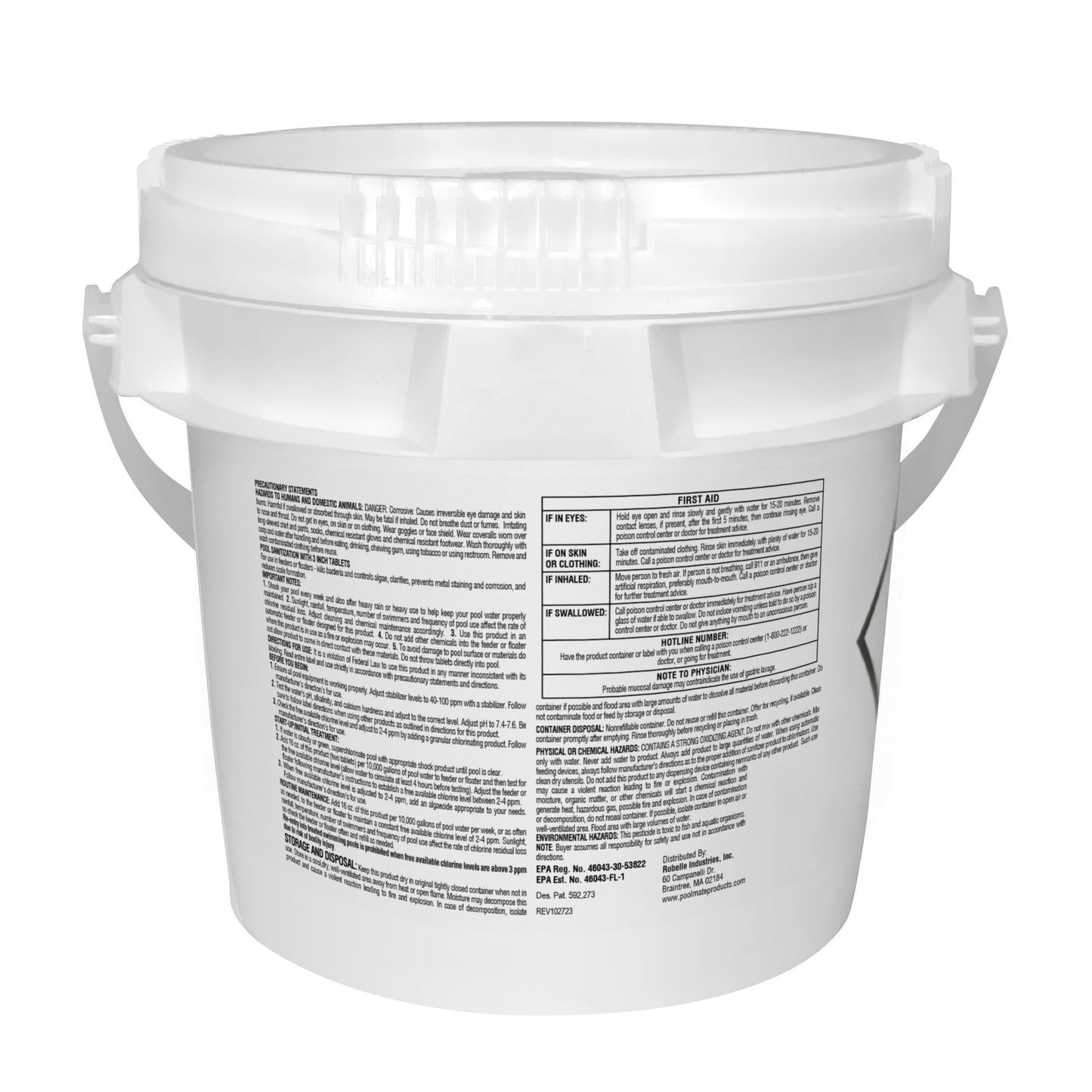 Pool Mate 5-Pounds All-In-1 Swimming Pool 3 Inch Chlorinating Tabs, Chlorine Tablets 3 Inch, Sanitizer, Clarifier, Stain Inhibitor, Algae Control, Descaler, Sunlight Protector All In One, Made In USA