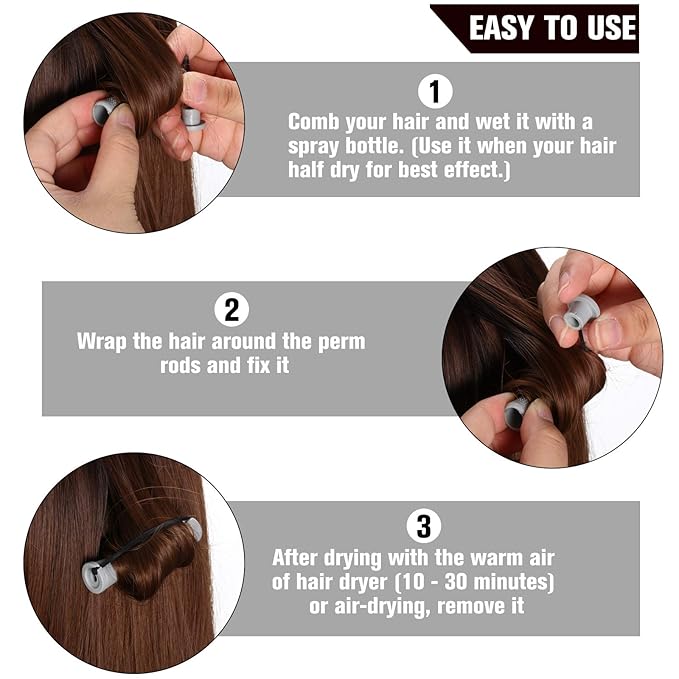 WILLBOND 60 Pcs Short Perm Rods Natural Hair Perm Rods with Elastic Rubber Band Non Slip Plastic Perming Cold Wave Kit for Women Hairdressing Styling Tool(0.59 Inch,Gray)