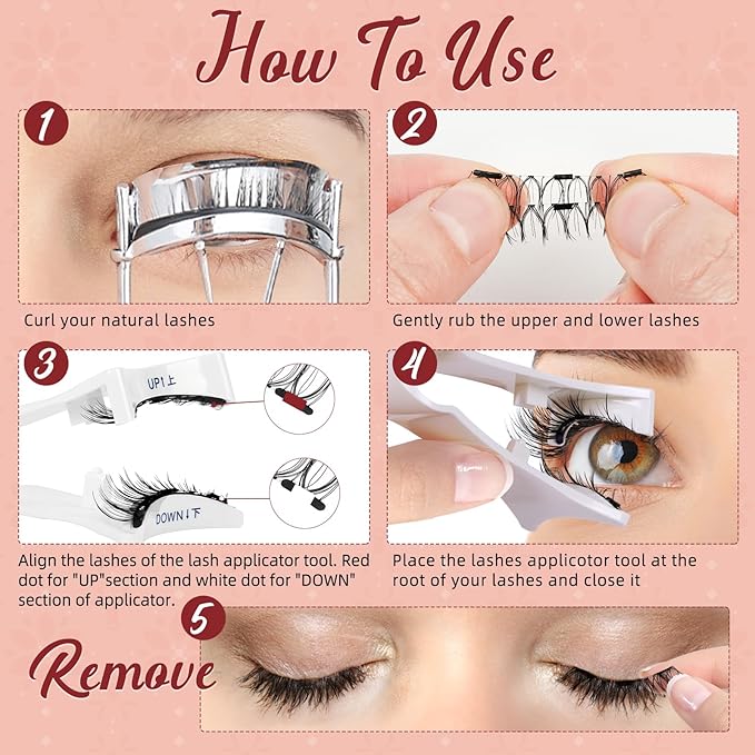 Higu clace Magnetic Eyelashes 4Pairs Magnetic Eyelashes with Applicator Soft Magnetic Lashes Natural Look Wispy Magnet Lashes Without Eyeliner Easy to Wear and Remove(DJCX-B06Ã¯Â¼Â