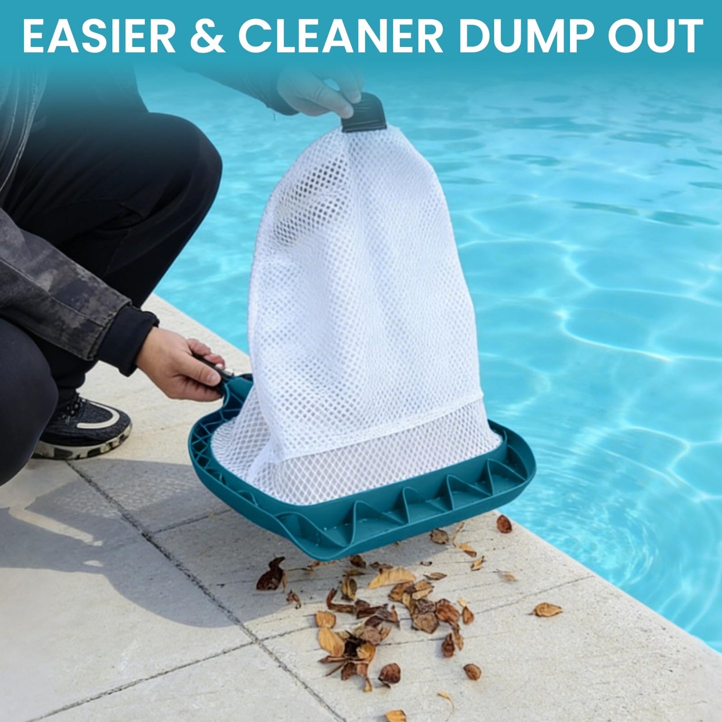 POOLWHALE Pool Skimmer Net - Upgrade Swimming Leaf Rake with Extra Wide Scoop Edge, Fine Mesh Nets for Pool Cleaning Leaves, Debris (Not Pole)