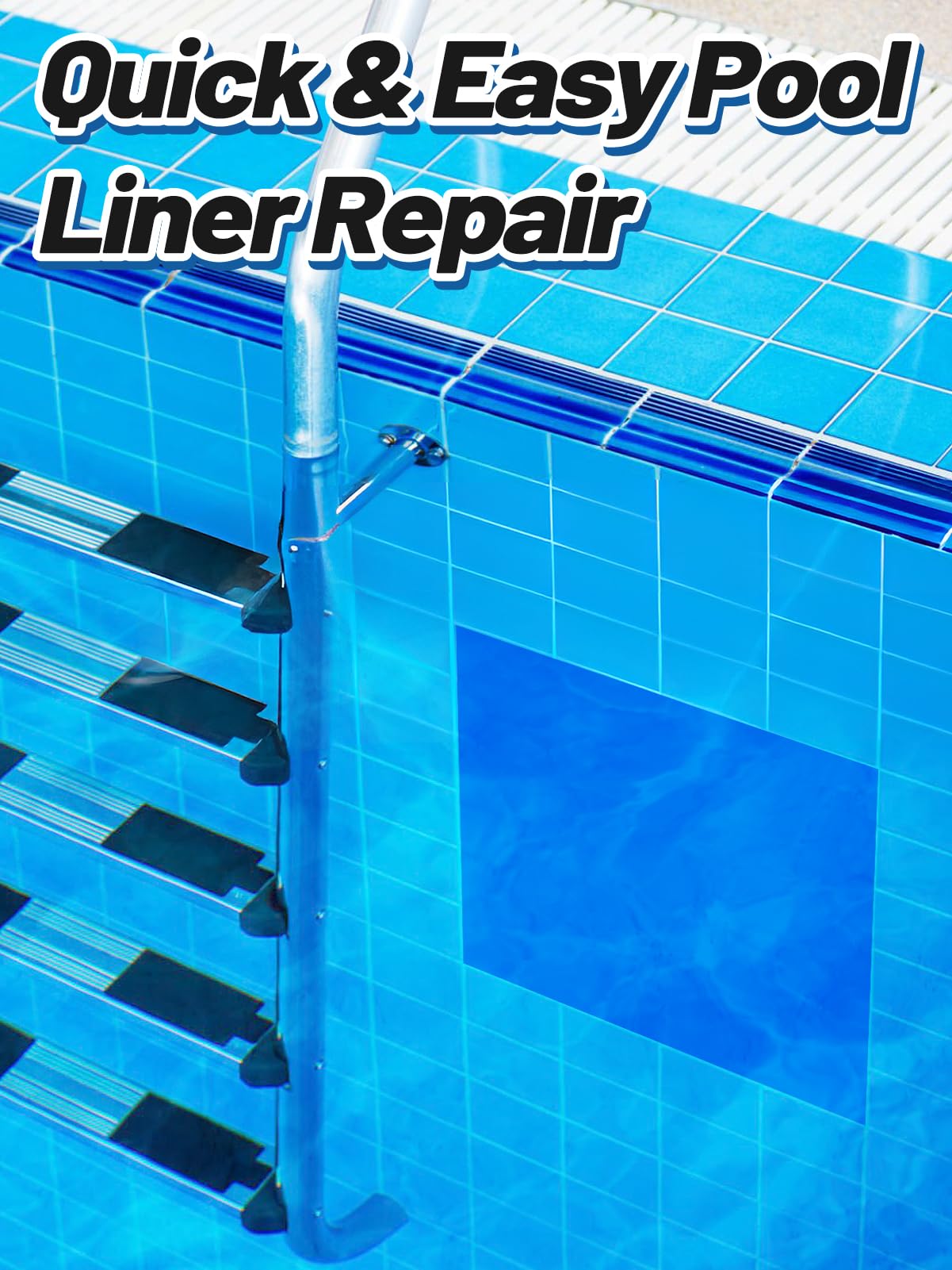 Aulock 2.8ft x 2ft Large Clear Pool Liner Repair Patch - Self-Adhesive Vinyl Patch Kit for In-Ground or Above Ground Pools Inflatable Swimming Pools, Blue